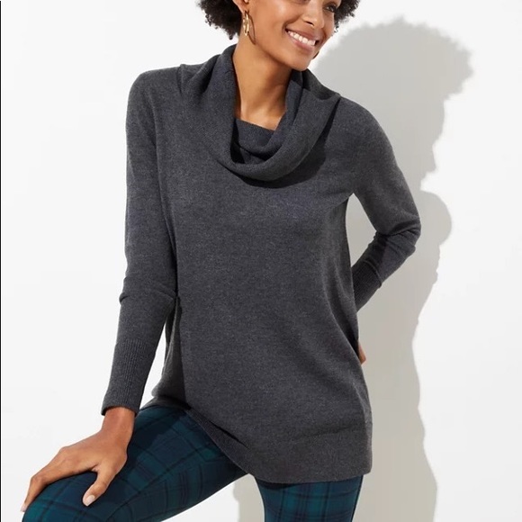LOFT Sweaters - Loft cowl tunic sweater charcoal